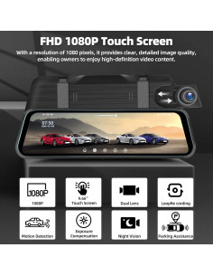 Cámara de Salpicadero Zomolither 9.66" IPS 1080P con Visión Nocturna 2