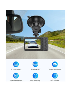 Cámara Dash Delantera y Trasera AIPLUGER 2.5K + 1080P, G-Sensor 2