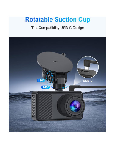 Cámara Dash Delantera y Trasera AIPLUGER 2.5K + 1080P, G-Sensor