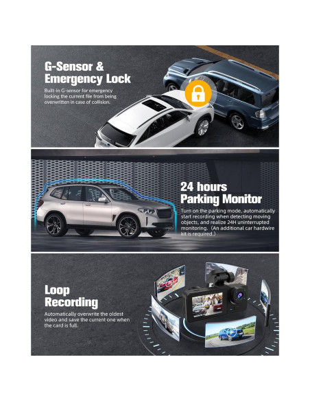 Cámara de tablero 4K EMRSTORES con cámara trasera 1080P y 32GB