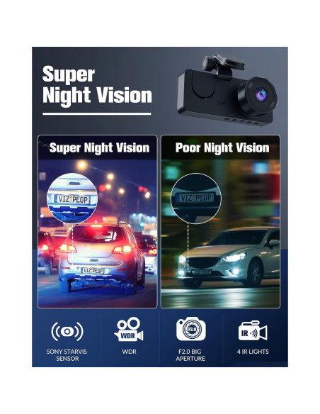 Cámara de tablero 4K EMRSTORES con cámara trasera 1080P y 32GB