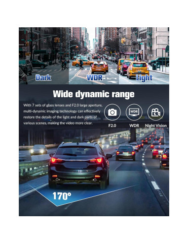 Cámara de tablero 4K EMRSTORES con cámara trasera 1080P y 32GB