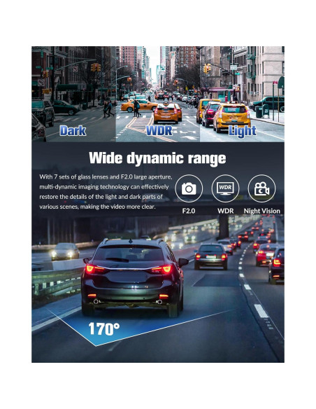 Cámara de tablero 4K EMRSTORES con cámara trasera 1080P y 32GB