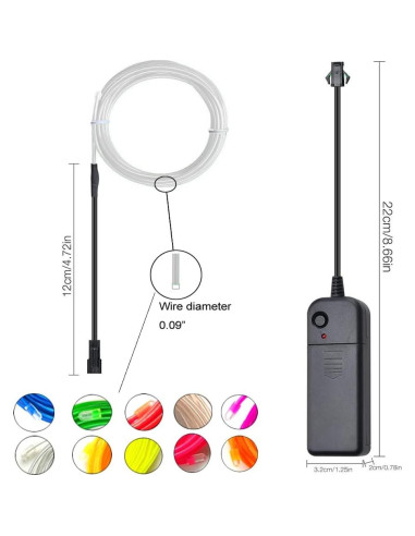 Alambre Neón Azul 5m TiTiToo Flexible para Decoración DIY