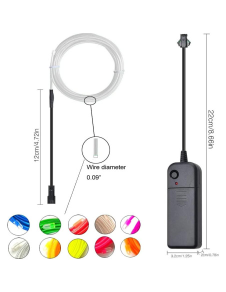 Alambre Neón Azul 5m TiTiToo Flexible para Decoración DIY