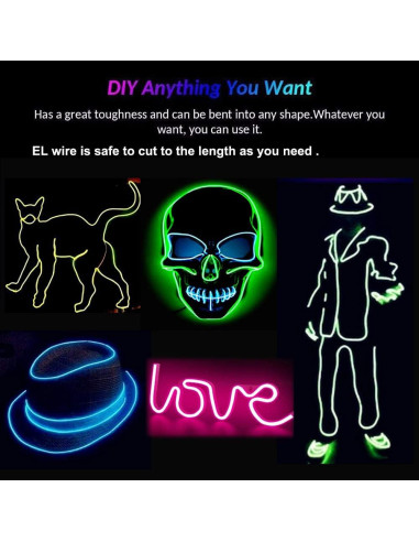 Alambre Neón Azul 5m TiTiToo Flexible para Decoración DIY