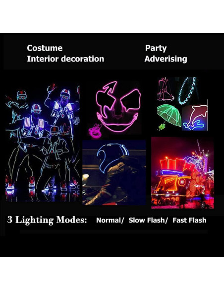 Alambre Neón Azul 5m TiTiToo Flexible para Decoración DIY