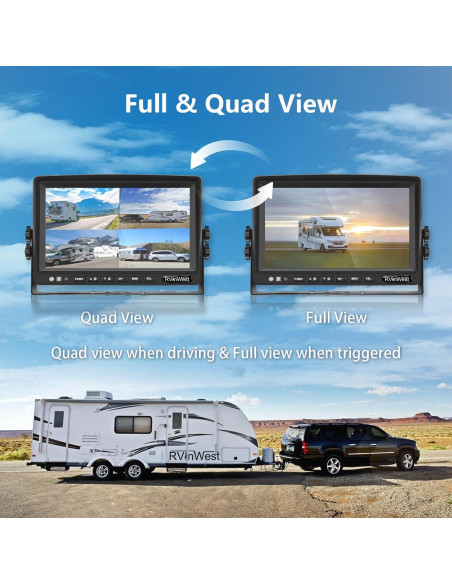 Sistema de Cámara de Respaldo RVInWest 9" 1080P Cableado HD