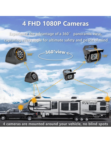 Sistema de Cámara de Respaldo RVInWest 9" 1080P Cableado HD