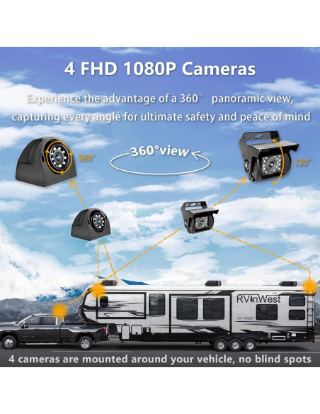 Sistema de Cámara de Respaldo RVInWest 9" 1080P Cableado HD