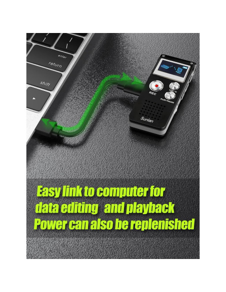Grabadora de Voz Digital Sunlan 16GB con Reproducción USB