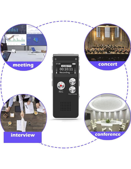 Grabadora de Voz Digital Sunlan 16GB con Reproducción USB