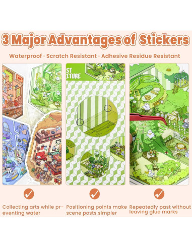 4 Sets Stickers 3D NiXianLinGo - Escenas Mágicas para Adultos y Niños