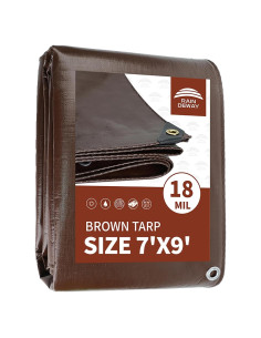 Tarp Impermeable RAINDEWAY 7x9 m, Resistente a UV, Color Marrón