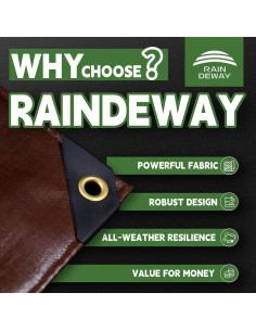 Tarp Impermeable RAINDEWAY 7x9 m, Resistente a UV, Color Marrón 2