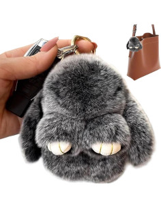 Llavero de Conejo de Peluche Verde Oscuro con Caja - Accesorio Lindo 2