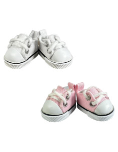 2 Pares Zapatos de Muñeca QIXINGWISE Rosa y Blanco 17cm