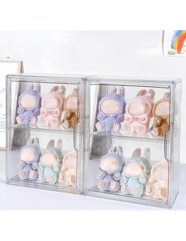 Caja de Exhibición Acrílica Fommt para 6-7 Muñecas Labubu