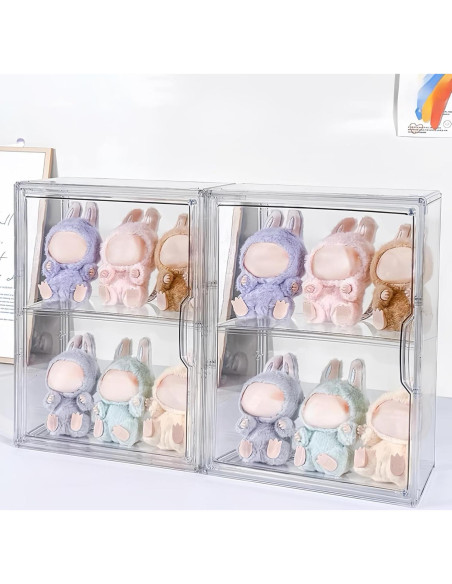 Caja de Exhibición Acrílica Fommt para 6-7 Muñecas Labubu