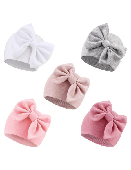 Gorras para Bebés BQUBO con Lazo Algodón 0-6 Meses Pack 5