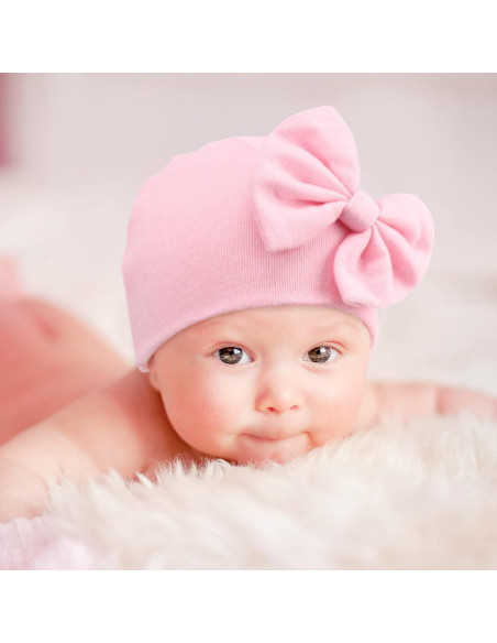 Gorras para Bebés BQUBO con Lazo Algodón 0-6 Meses Pack 5