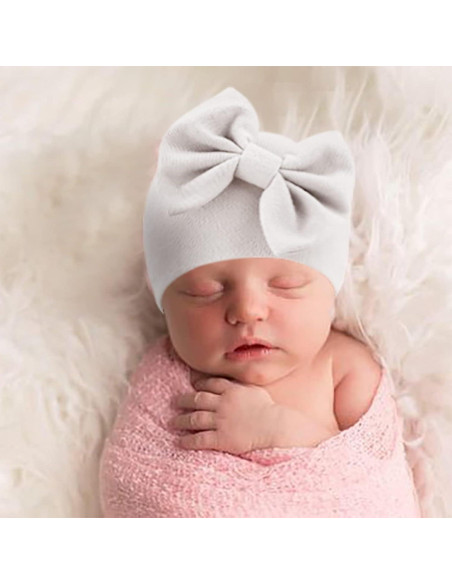 Gorras para Bebés BQUBO con Lazo Algodón 0-6 Meses Pack 5
