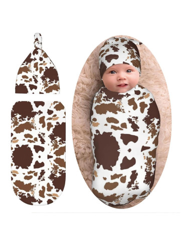 Manta de Envoltura para Bebés Sanghing con Sombrero Estampado de Vaca
