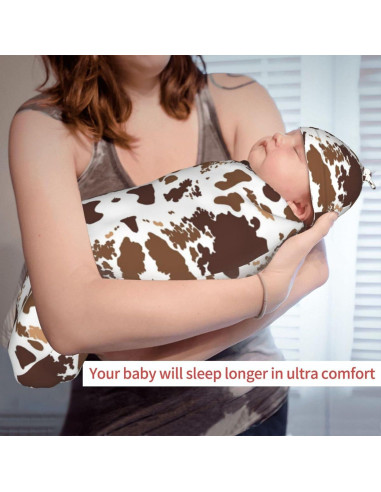 Manta de Envoltura para Bebés Sanghing con Sombrero Estampado de Vaca