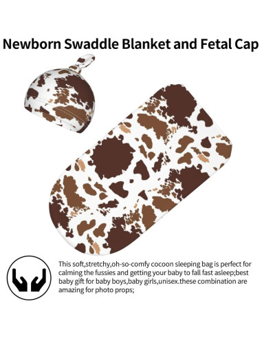 Manta de Envoltura para Bebés Sanghing con Sombrero Estampado de Vaca