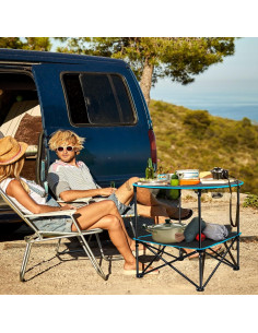 Mesa de Camping Plegable LESES Oxford 72.9x72.9cm Negro y Azul 2