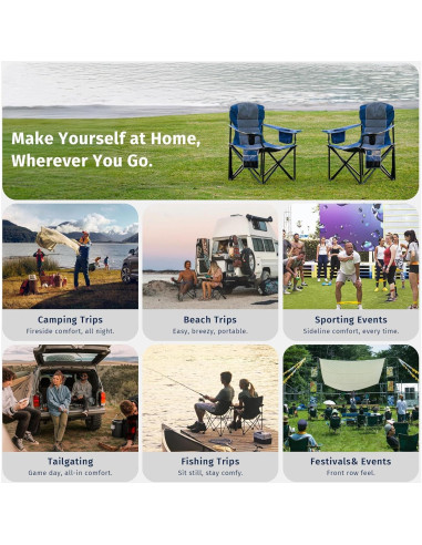Silla de Camping Sobredimensionada EAST OAK CC02BU2 - Soporta 227 kg