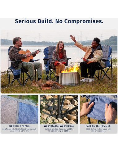 Silla de Camping Sobredimensionada EAST OAK CC02BU2 - Soporta 227 kg