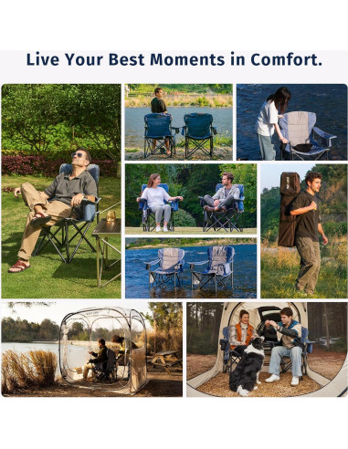 Silla de Camping Sobredimensionada EAST OAK CC02BU2 - Soporta 227 kg