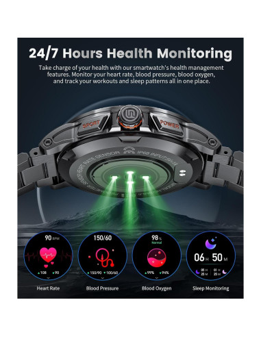 Reloj Inteligente Militar SUNKTA 1.46" AMOLED Resistente Agua