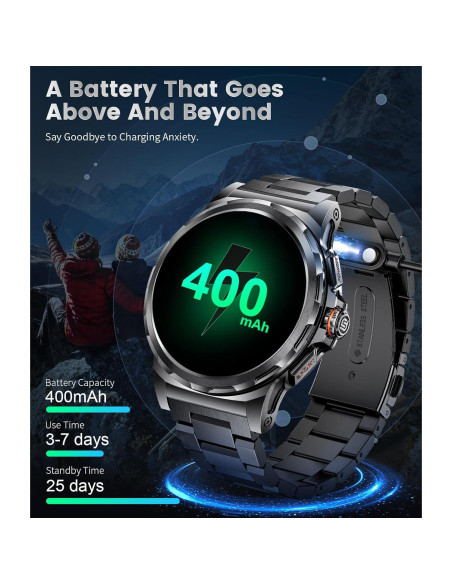 Reloj Inteligente Militar SUNKTA 1.46" AMOLED Resistente Agua