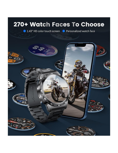 Reloj Inteligente Militar SUNKTA 1.46" AMOLED Resistente Agua