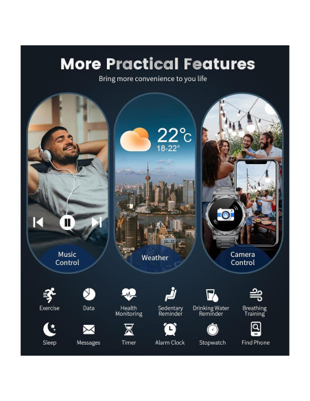 Reloj Inteligente Militar SUNKTA 1.46" AMOLED Resistente Agua