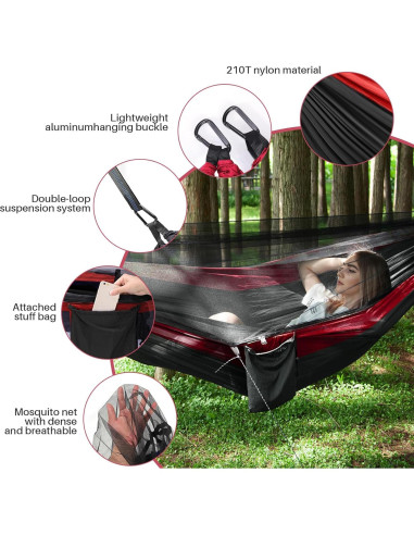 Hamaca de Camping Doble TOPCHANCES con Red Antimosquitos 272kg