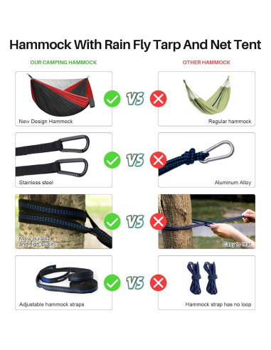 Hamaca de Camping Doble TOPCHANCES con Red Antimosquitos 272kg