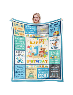 Manta de Cumpleaños para Niño 1 Año Solzien 127x102cm Franela