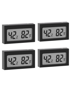 Higrómetro Digital SEISSO con Pantalla LCD - 4 Paquete Negro