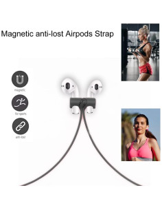 Correas Magnéticas Antipérdida CLAIOL para AirPods - 2 Pcs Negro 2