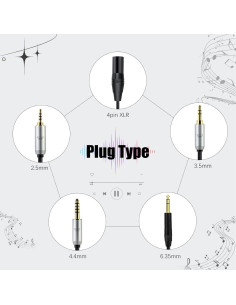 Cable de Auriculares okcsc HD800s 2.00m 4.4mm Cobre Libre de Oxígeno 2