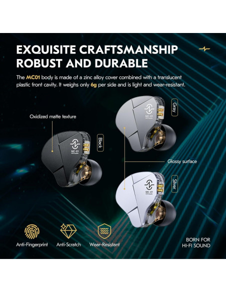 Auriculares In Ear KINBOOFI CCZ MC01 10mm con Cable Desmontable