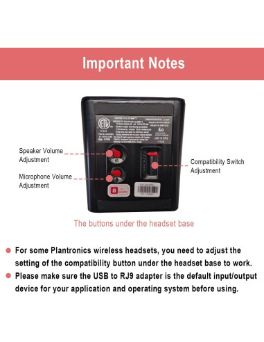 Adaptador USB a RJ9 Weatwo para Auriculares Plantronics Jabra