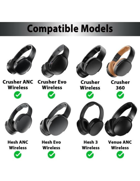 Almohadillas de Repuesto Adhiper para Skullcandy Crusher - Negro Almohadillas de Repuesto Adhiper para Skullcandy Crusher - Negro