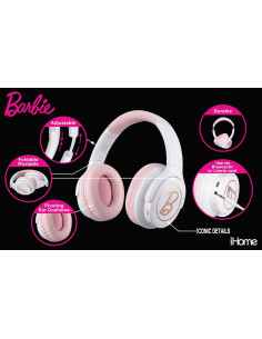 Auriculares Inalámbricos eKids Barbie con Micrófono y Cable Aux 2
