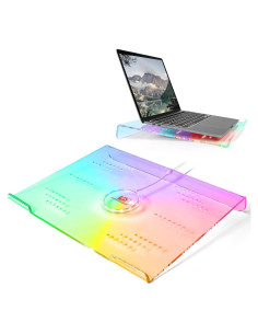 Soporte de Laptop Acrílico Transparente Ergonómico RGB 38x28cm