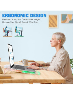 Soporte de Laptop Acrílico Transparente Ergonómico RGB 38x28cm 2