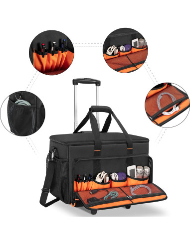 Bolsa de Cable DJ Rodante Trunab con Divisores y Carro 52.6cm